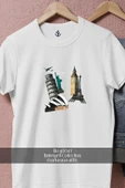 Oversize Pisa _ Eyfel Ve Özgürlük Heykeli  Tasarımlı Unisex T-Shirt thumbnail 8
