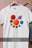 Oversize Gezegenler Ve Güneş  Tasarımlı Unisex T-Shirt thumbnail 3