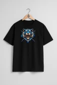 Oversize E Sport Logo Blue Tiger Göğüs Tasarımlı Unisex T-Shirt thumbnail 9