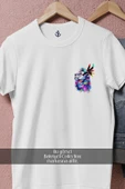 Oversize Renkli Aslan Silüeti Cep Tasarımlı Unisex T-Shirt thumbnail 4