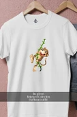 Oversize Hnaging Monkey Cartoon  Tasarımlı Unisex T-Shirt thumbnail 8