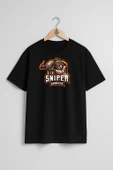 Oversize Sniper Shooter Göğüs Tasarımlı Unisex T-Shirt thumbnail 9