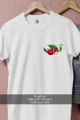 Oversize Çiçekli Kiraz Cherry  Cep Tasarımlı Unisex T-Shirt thumbnail 2