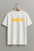 Oversize Navy Yazısı Göğüs ve Sırt Tasarımlı Unisex T-Shirt thumbnail 2