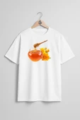Oversize Kavanoz Bal Göğüs Tasarımlı Unisex T-Shirt - 5