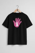 Oversize Breast Cancer Awareness Awareness Ribbon Göğüs Tasarımlı Unisex T-Shirt thumbnail 11