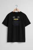 Oversize Polis Çelik Yelek Göğüs Tasarımlı Unisex T-Shirt - 9