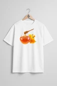 Oversize Kavanoz Bal Göğüs Tasarımlı Unisex T-Shirt - 7