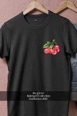 Oversize Double Cherry Kiraz  Cep Tasarımlı Unisex T-Shirt thumbnail 5
