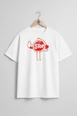 Oversize Stop Dur Tabelası Göğüs Tasarımlı Unisex T-Shirt thumbnail 3