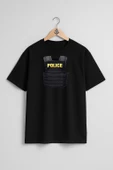 Oversize Polis Çelik Yelek Göğüs Tasarımlı Unisex T-Shirt - 11