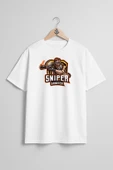 Oversize Sniper Shooter Göğüs Tasarımlı Unisex T-Shirt thumbnail 7