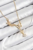 316L Çelik Zirkon Taşlı Kelebek Model Gold Renk Kadın Kolye - TJ-BKO10405 thumbnail 1