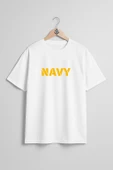 Oversize Navy Yazısı Göğüs ve Sırt Tasarımlı Unisex T-Shirt thumbnail 10