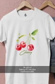Oversize Cherry Vektörel  Tasarımlı Unisex T-Shirt thumbnail 2