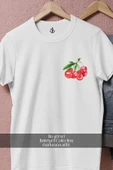 Oversize Double Cherry Kiraz  Cep Tasarımlı Unisex T-Shirt thumbnail 2