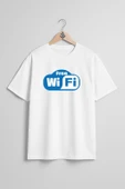 Oversize Free Wi-Fi Göğüs Tasarımlı Unisex T-Shirt thumbnail 1
