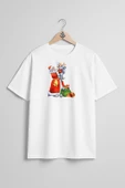 Oversize Ded Moroz Snegurochka Göğüs Tasarımlı Unisex T-Shirt thumbnail 1
