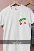 Oversize Yapraklı Kiraz Cherry Cep Tasarımlı Unisex T-Shirt thumbnail 2