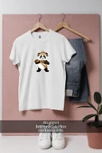 Oversize Panda Explorer Cartoon  Tasarımlı Unisex T-Shirt - 1