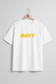 Oversize Navy Yazısı Göğüs ve Sırt Tasarımlı Unisex T-Shirt thumbnail 1