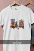 Oversize Illustration City Cartoon Building  Tasarımlı Unisex T-Shirt thumbnail 8