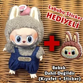 Labubu Kıyafeti ve Sticker (Bebek dahil değildir) (Mavi Tulum) - 1