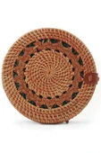 El Yapımı Hasır Rattan Desenli Yuvarlak Kutu Çanta thumbnail 2