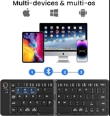 Mini Katlanabilir Bluetooth Klavye Taşınabilir ve Telefon Standı iPhone ile uyumlu iPad ile uyumlu Mac ile uyumlu Android Windows ile uyumlu Ultra İnce Alüminyum Seyahat Katlanır Siyah Z671 thumbnail 6