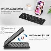Mini Katlanabilir Bluetooth Klavye Taşınabilir ve Telefon Standı iPhone ile uyumlu iPad ile uyumlu Mac ile uyumlu Android Windows ile uyumlu Ultra İnce Alüminyum Seyahat Katlanır Siyah Z671 thumbnail 2