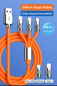 3'ü 1 Arada 120W Destekli Hızlı Şarj Kablosu  TypeC iPhone, Micro USB - 2