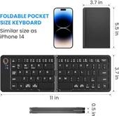 Mini Katlanabilir Bluetooth Klavye Taşınabilir ve Telefon Standı iPhone ile uyumlu iPad ile uyumlu Mac ile uyumlu Android Windows ile uyumlu Ultra İnce Alüminyum Seyahat Katlanır Siyah Z671 thumbnail 5