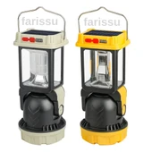 Çok Fonksiyonlu Şarjlı Kamp Lambası Feneri - Güneş Enerjili, Powerbank Özellikli, 4 Modlu, Suya Dayanıklı - 1