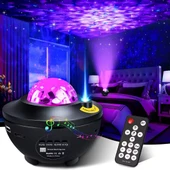 BLUETOOTHLU HOPARLÖRLÜ MÜZİKLİ PROJEKTÖRLÜ LED IŞIK YANSITMALI ÇOCUK BEBEK ODASI GECE LAMBASI - 1