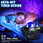 BLUETOOTHLU HOPARLÖRLÜ MÜZİKLİ PROJEKTÖRLÜ LED IŞIK YANSITMALI ÇOCUK BEBEK ODASI GECE LAMBASI - 2
