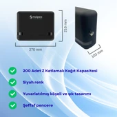 Mulpex Siyah Duvara Monte Z Katlamalı Kağıt Havlu Dispenseri | Premium ABS Gövde, Anahtarlı Kilit, Vidalı & Yapışkan Montaj - 4