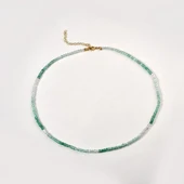 14 Ayar Altın Kaplama Doğal Gölgeli Yeşil Oniks Taşlı Minimal Gümüş Kolye - NGS00110 - 5