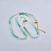 14 Ayar Altın Kaplama  Doğal Gölgeli Yeşil Oniks Minimal Gümüş Bileklik - BGS00105 thumbnail 4