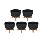 Omnipazar ELF-494 Dekoratif Ayaklı Nostalji Saksı 2.8 lt Antrasit 5 Adet thumbnail 1