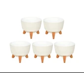 Omnipazar ELF-494 Dekoratif Ayaklı Nostalji Saksı 2.8 lt Beyaz 5 Adet thumbnail 1