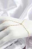 Pirinç Boncuk Zincirli X Model Gold Renk Kadın Şahmeran - 1