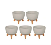 Omnipazar ELF-494 Dekoratif Ayaklı Nostalji Saksı 2.8 lt Taş Gri 5 Adet thumbnail 1