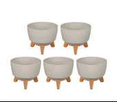 Omnipazar ELF-495 Dekoratif Ayaklı Nostalji Saksı 5 lt Taş Gri 5 Adet thumbnail 1