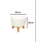 Omnipazar ELF-495 Dekoratif Ayaklı Nostalji Saksı 5 lt Beyaz 5 Adet - 2