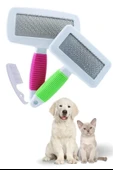 Kedi Köpek Telli Küçük Boy Tüy Bakım Seti Evcil Hayvan Tarama Fırçası thumbnail 3