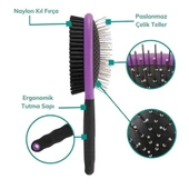 Çok Amaçlı Çift Taraflı Kolay Evcil Hayvan Kedi Köpek Temizleme Pet Fırçası thumbnail 3