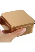 MyClean Boş Metal Teneke Gold Kare Hediye Mücevher Saklama Kutusu Şık Tasarım 6,5 X 4 CM - 4