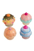 CT-TOYS (4 Adet) Renkli Anahtarlıklı Cupcake Squishy Ufak Boy Sukuşi Oyuncak - 1