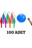 ATOM BALON İpli Balon 10'lü Lastikli Zıpzıp Balon Punch Panç Balon Büyük Boy Renkli Balon - 1