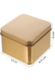 MyClean Boş Metal Teneke Gold Kare Hediye Mücevher Saklama Kutusu Şık Tasarım 6,5 X 4 CM - 2